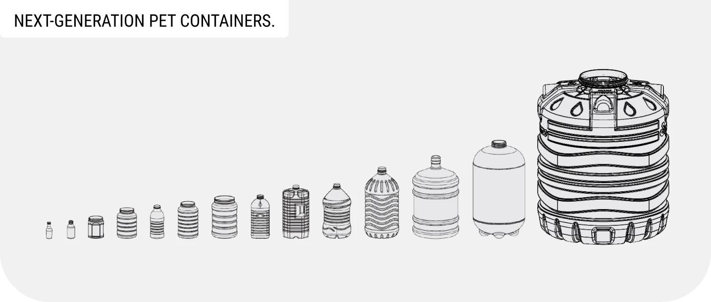 Diversidad de tamaños y formatos de envases CYPET